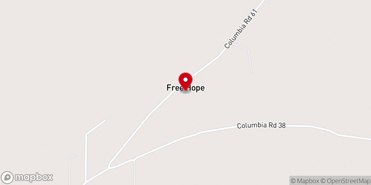 Map showing location of Free Hope Church