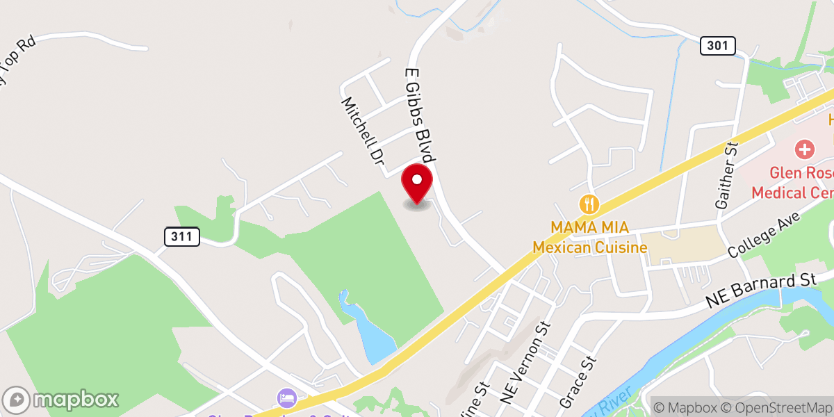 Map showing location of First Baptist Church