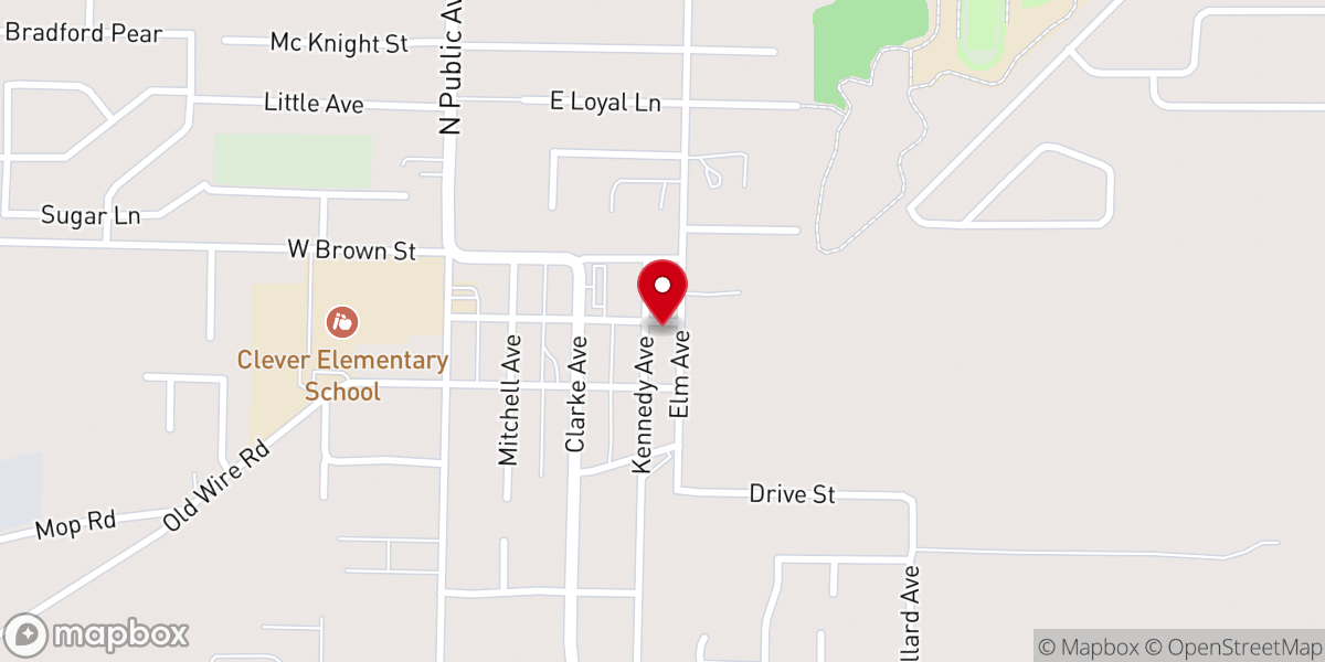 Map showing location of Clever Free Methodist Church