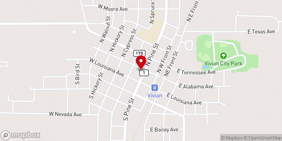 Map showing location of Vivian Police Department