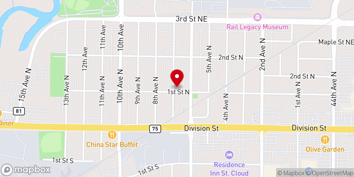 Map showing location of St. Joseph's Catholic Church