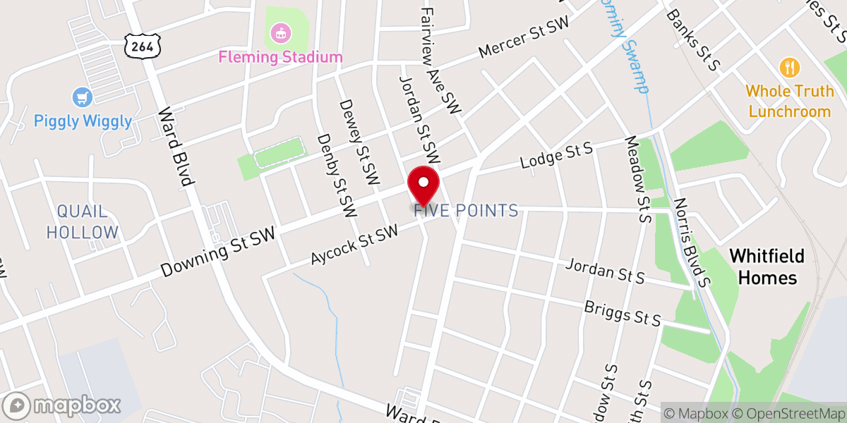 Map showing location of Greater Harvest AME Zion Church