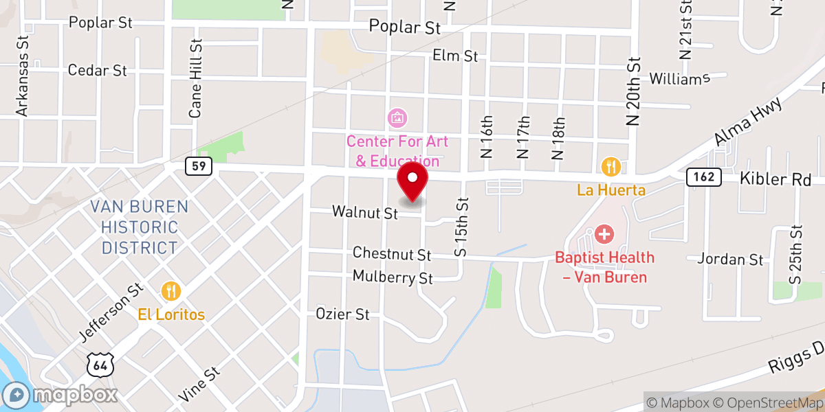 Map showing location of New Hope Baptist Church