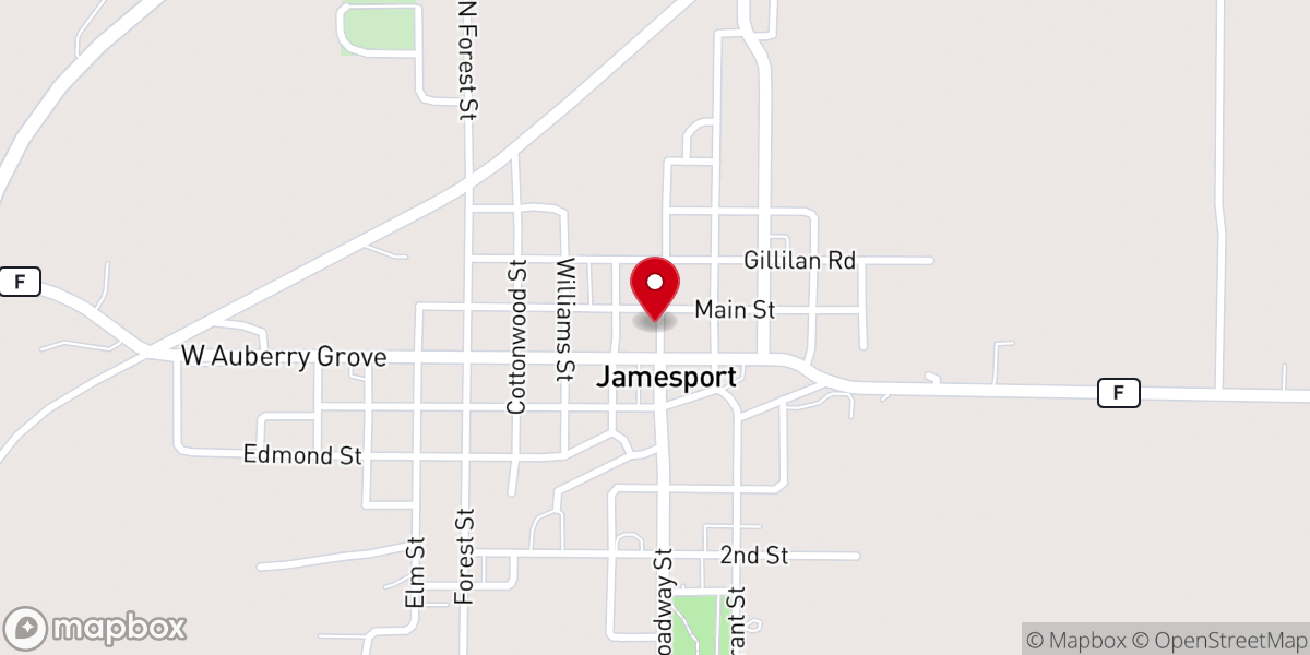 Map showing location of Jamesport City Hall