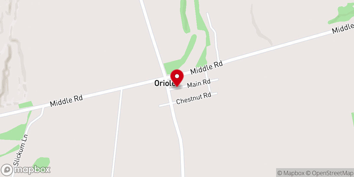 Map showing location of Oriole United Methodist Church