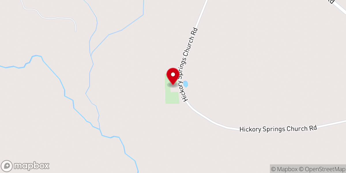 Map showing location of Hickory Springs Church