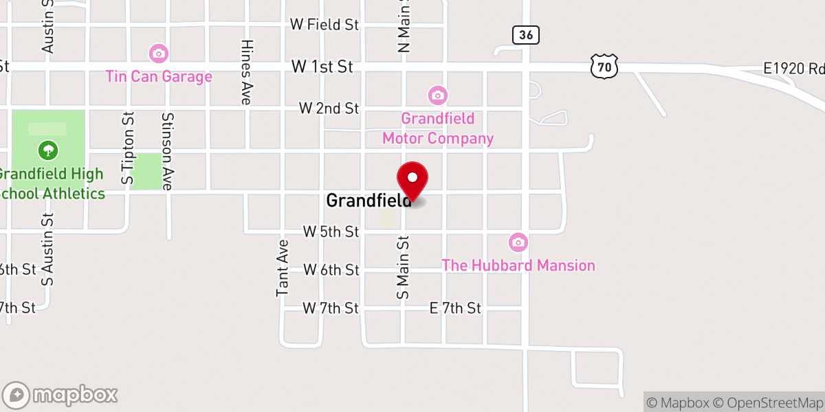 Map showing location of Grandfield United Methodist