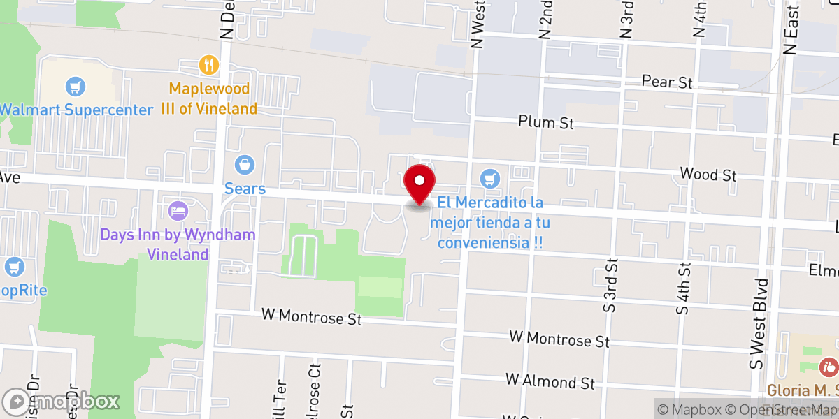 Map showing location of New Life Tabernacle