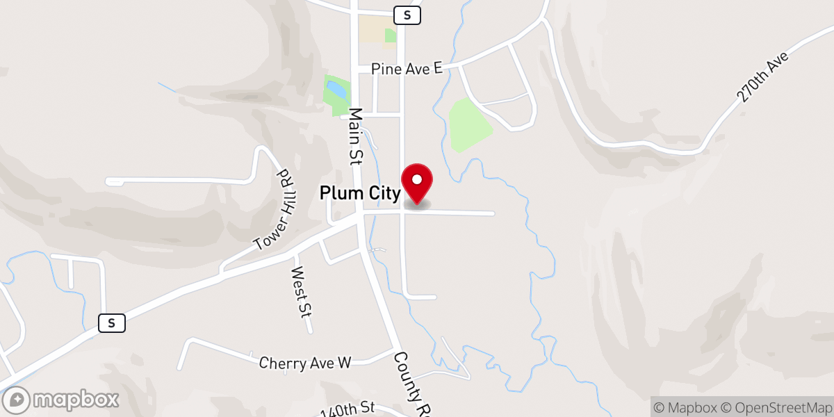 Map showing location of Plum City Food Pantry