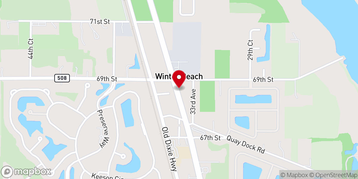 Map showing location of Winter Beach Church of God