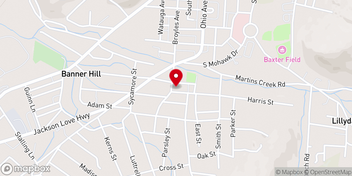 Map showing location of Evergreen Free Will Baptist Church