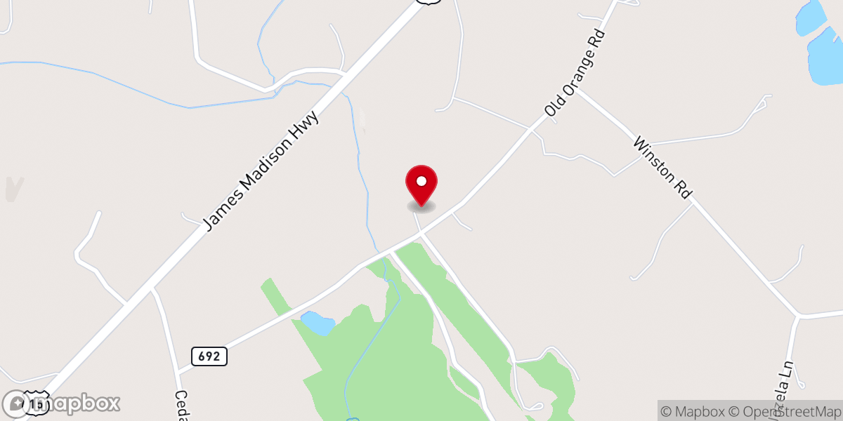 Map showing location of Cedar Run Baptist Church