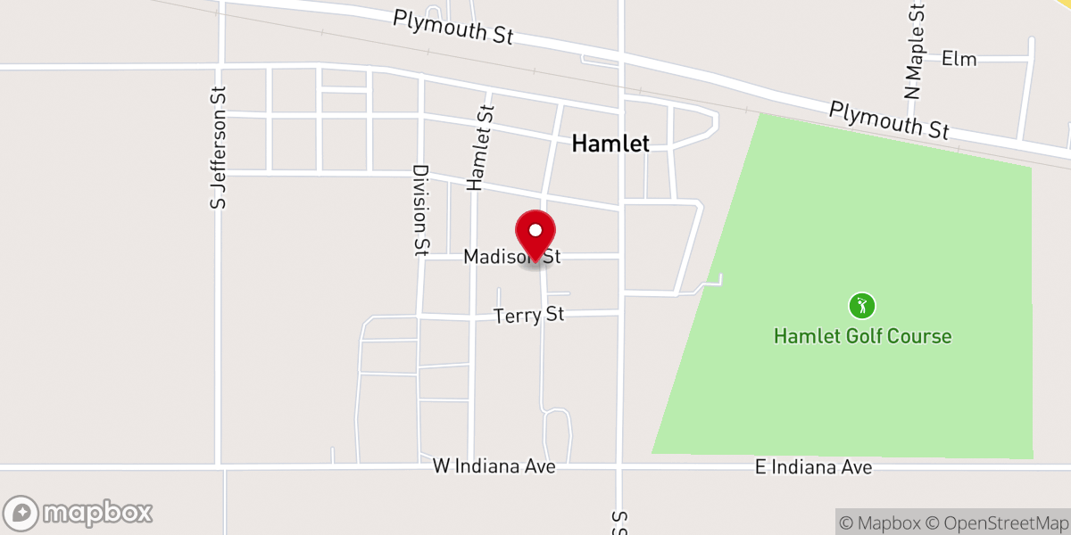 Map showing location of Hamlet United Methodist Church