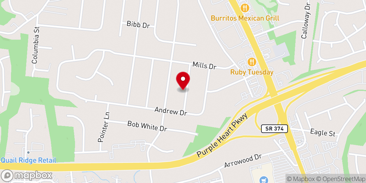 Map showing location of Family of Faith Worship Center