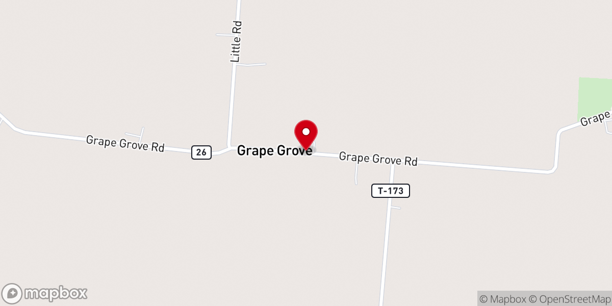 Map showing location of Grape Grove Church of Christ
