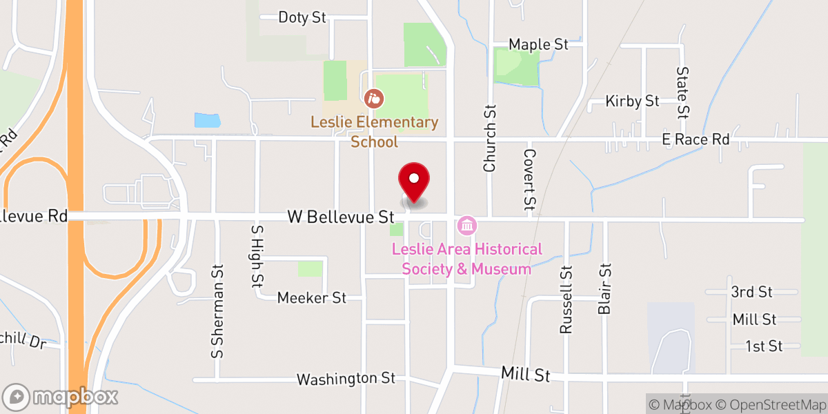 Map showing location of Leslie Congregational United