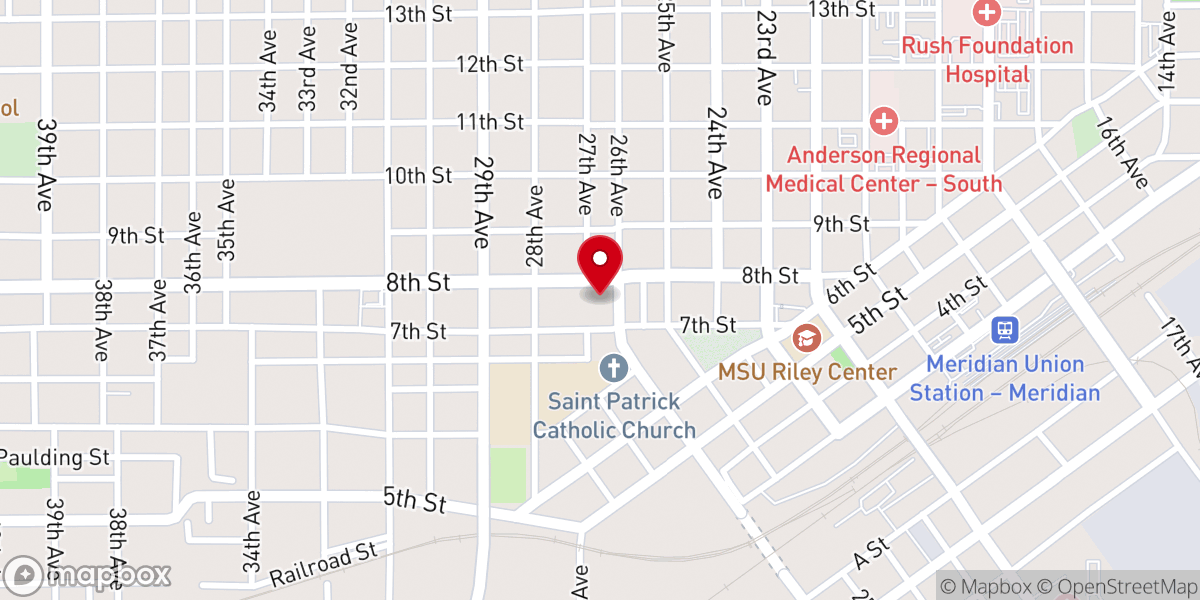 Map showing location of First Baptist Church Of Meridian