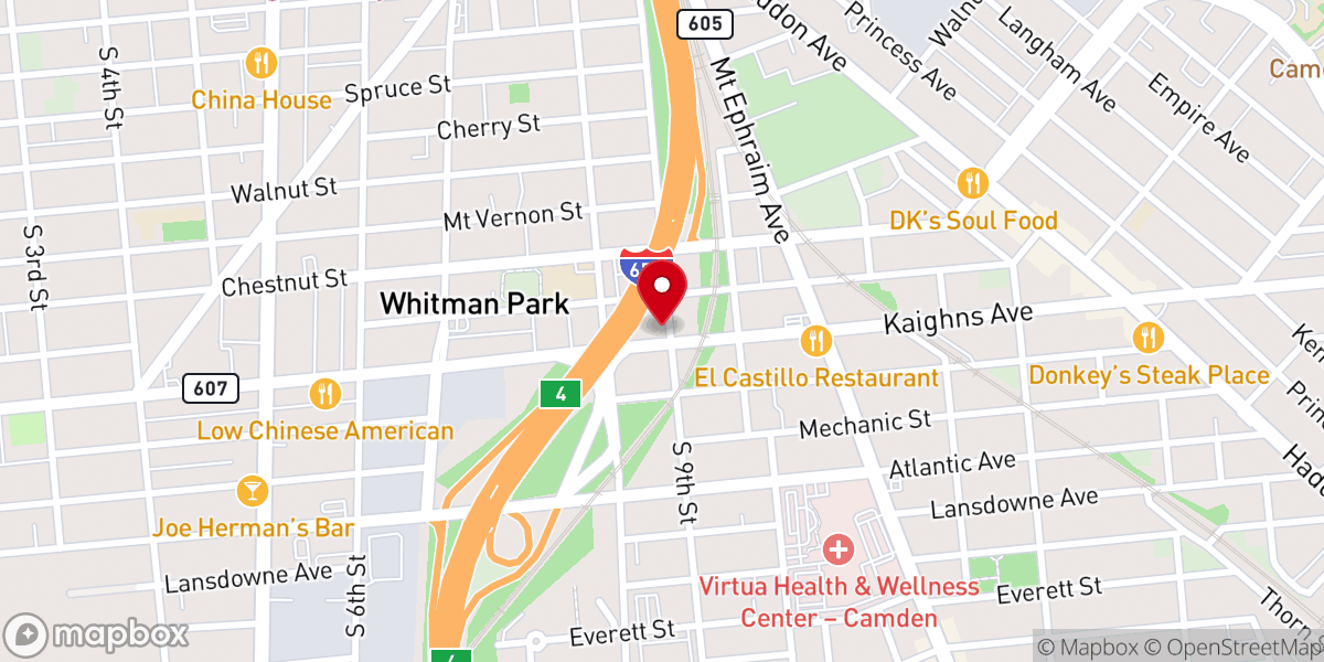Map showing location of Kaighn Avenue Baptist Church YouTube live