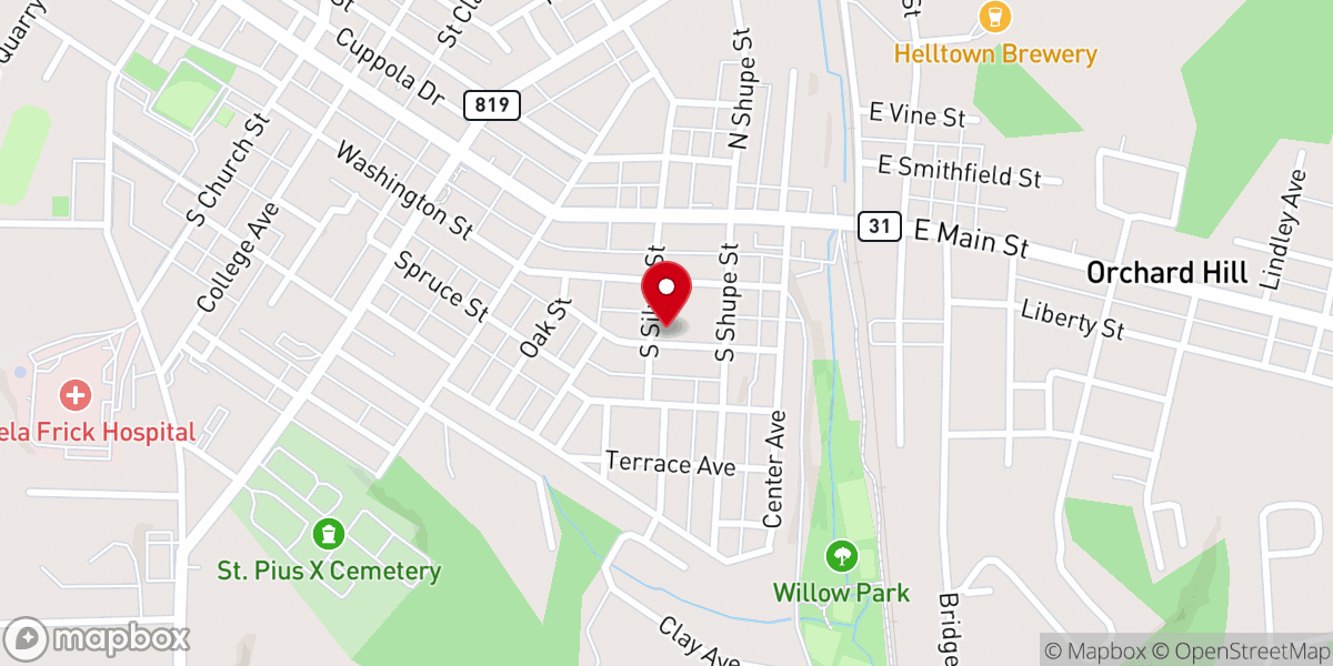 Map showing location of St Pius X Church