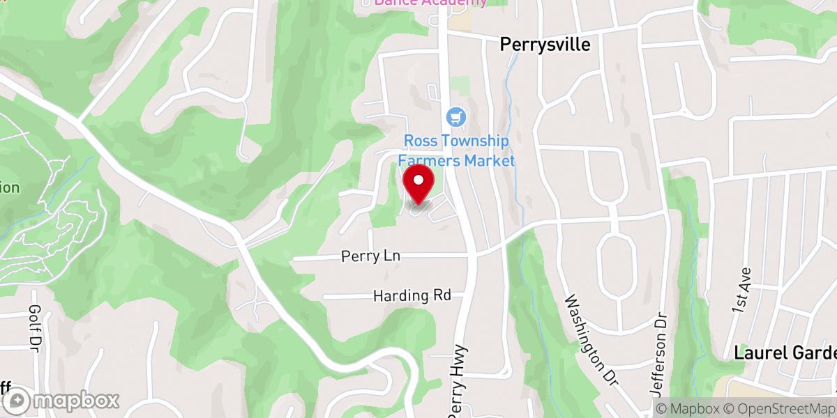 Map showing location of Hiland Presbyterian Church