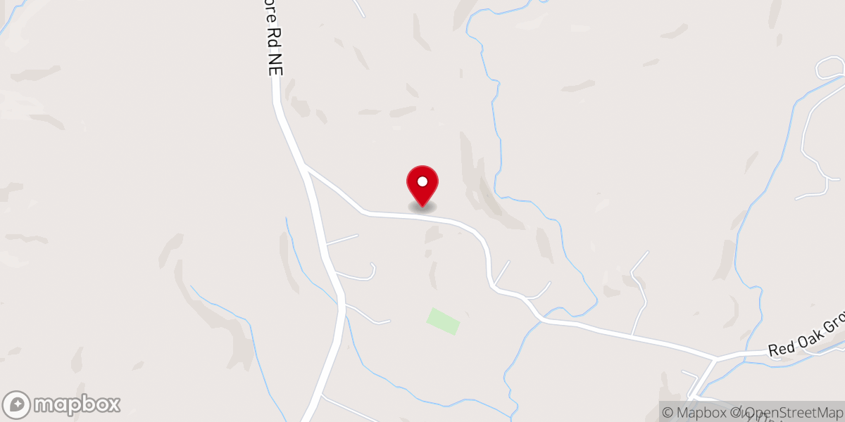 Map showing location of Red Oak Grove Church