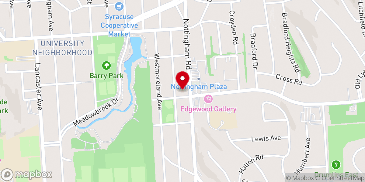 Map showing location of Rockefeller United Methodist Church