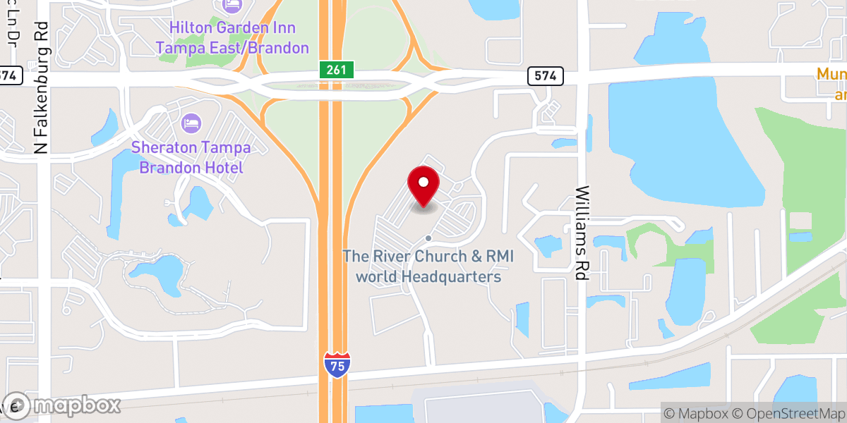 Map showing location of The River at Tampa Bay Church