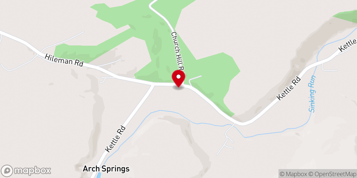 Map showing location of Sinking Valley Presbyterian Church