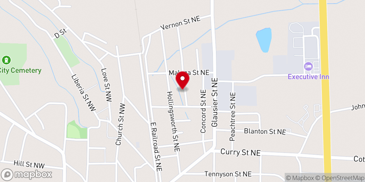 Map showing location of Mt. Bethany Church of God in Unity