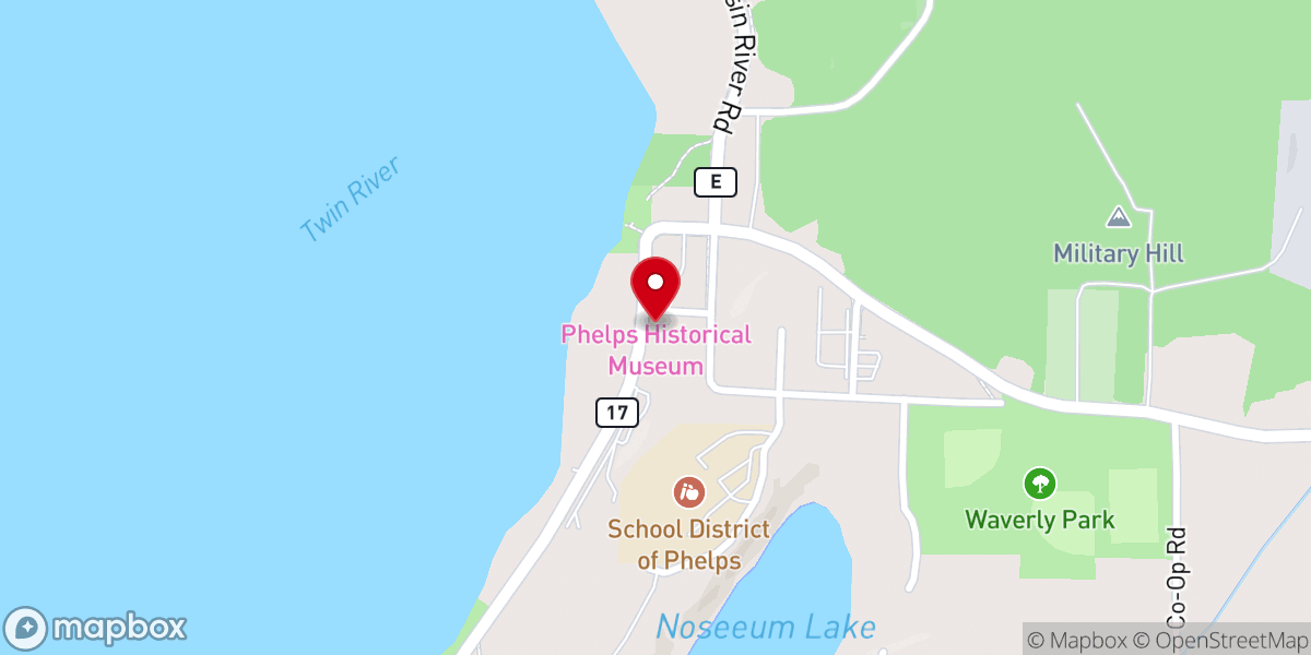 Map showing location of Phelps Congregational Church