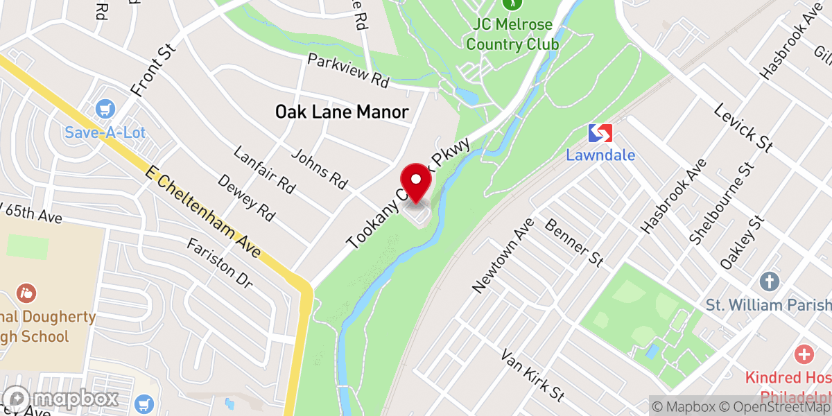 Map showing location of Cheltenham Presbyterian Church