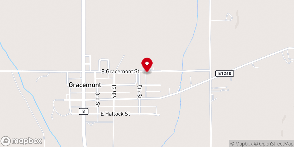 Map showing location of Gracemont Trinitarian Holiness Church