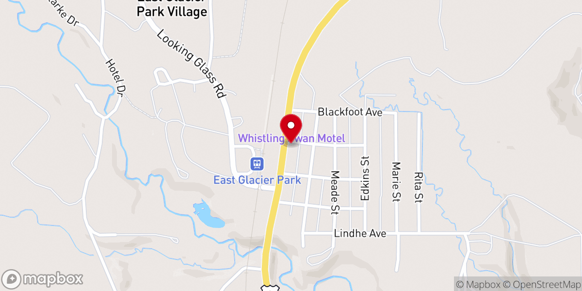 Map showing location of East Glacier Park Community Hall