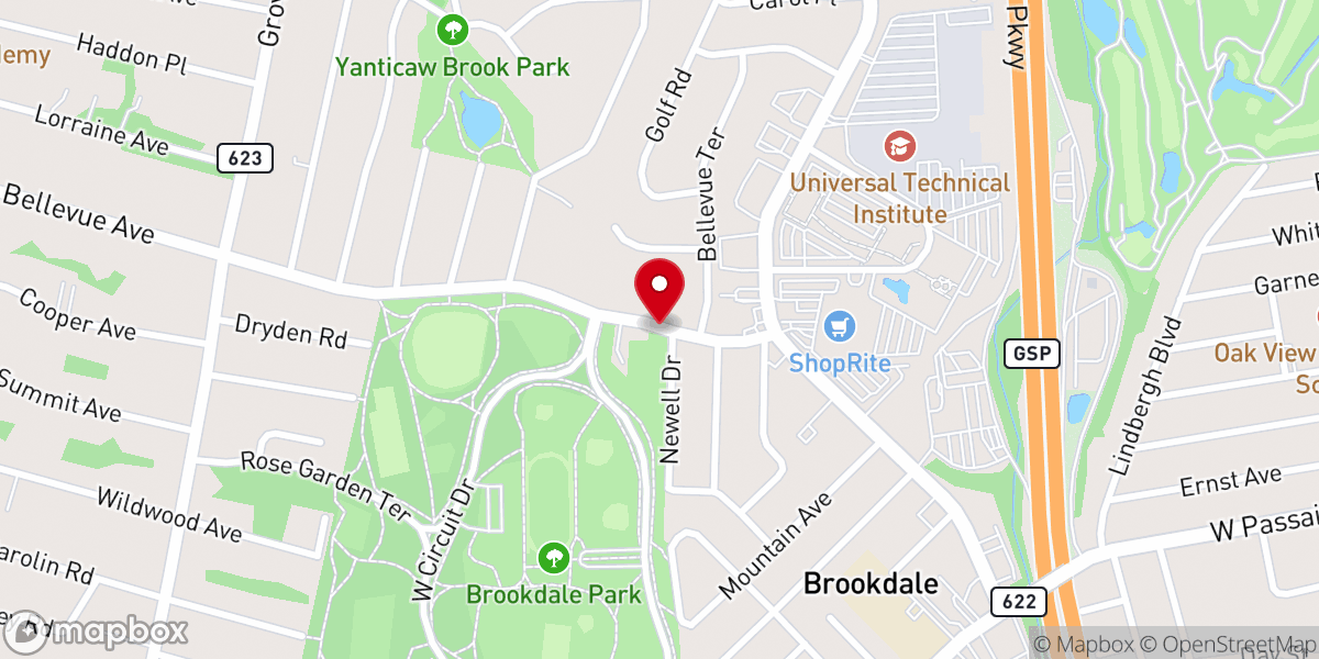 Map showing location of Brookdale Reformed Church