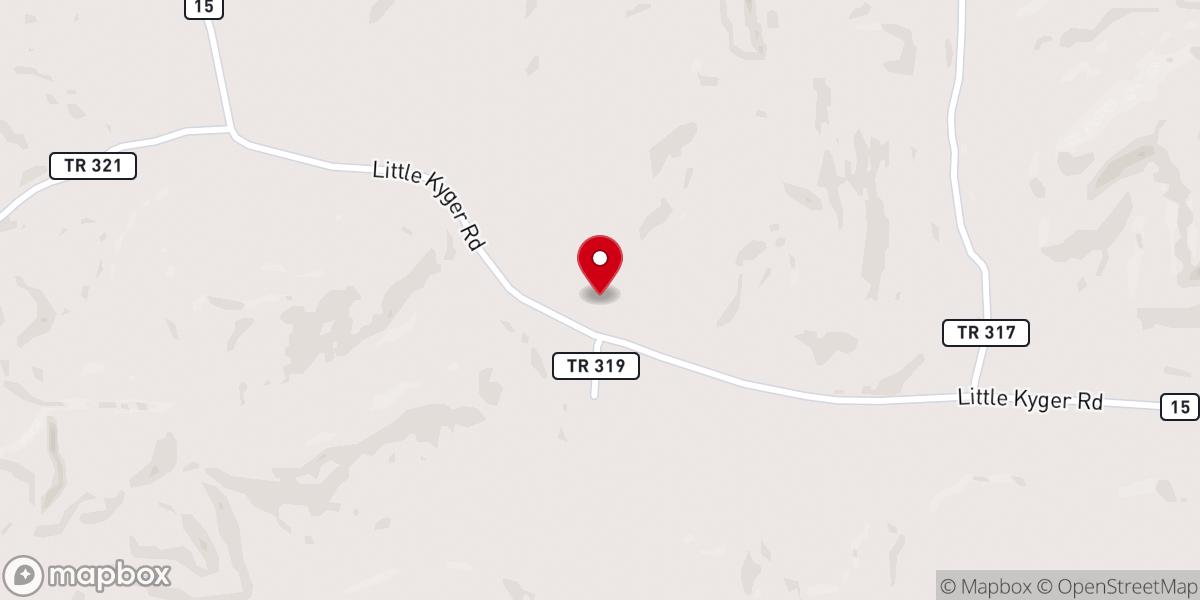 Map showing location of Little Kyger Church