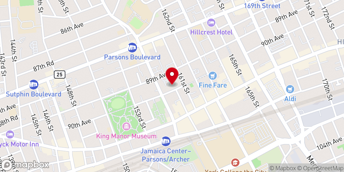 Map showing location of First Reformed Church of Jamaica - Food Distribution Center