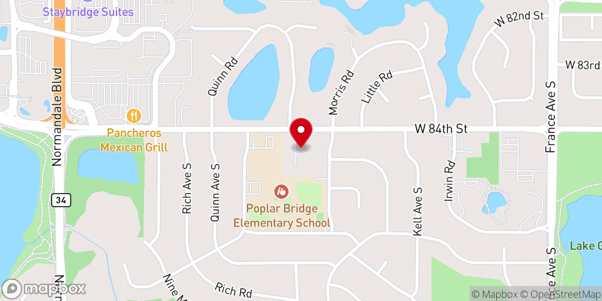 Map showing location of Normandale Baptist Church