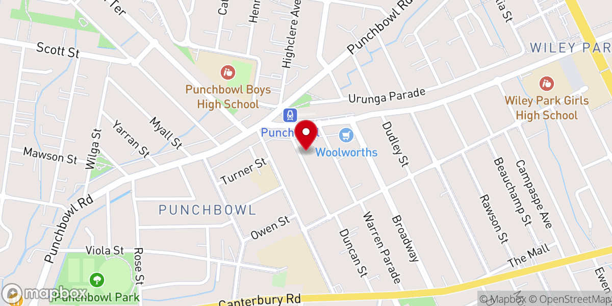 Map showing location of Punchbowl Baptist Church