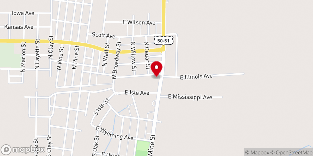 Map showing location of Kaskaskia Baptist Association