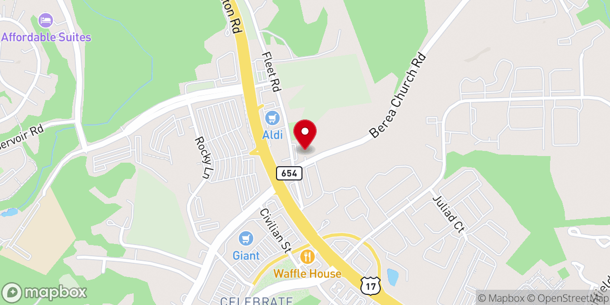 Map showing location of Berea Baptist Church