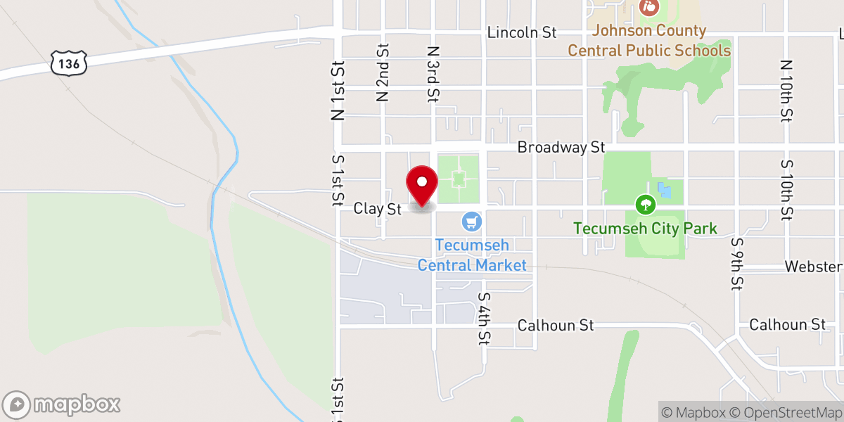 Map showing location of Tecumseh Church of God