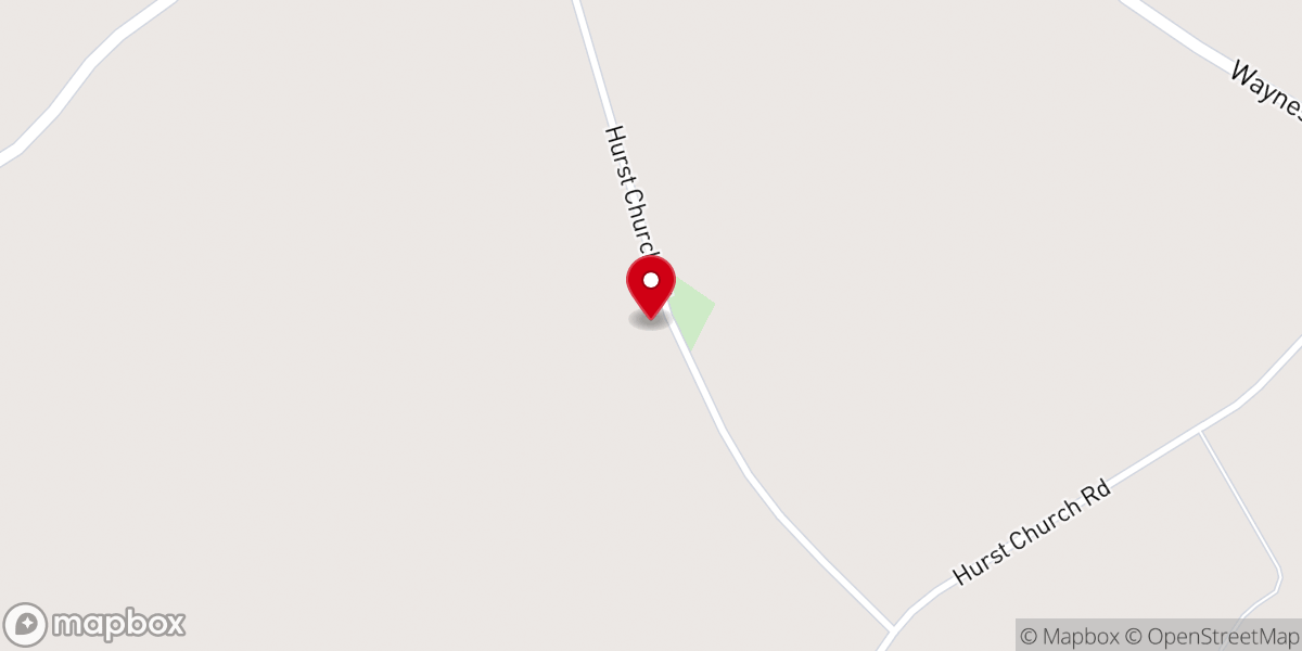Map showing location of Hurst Baptist Church