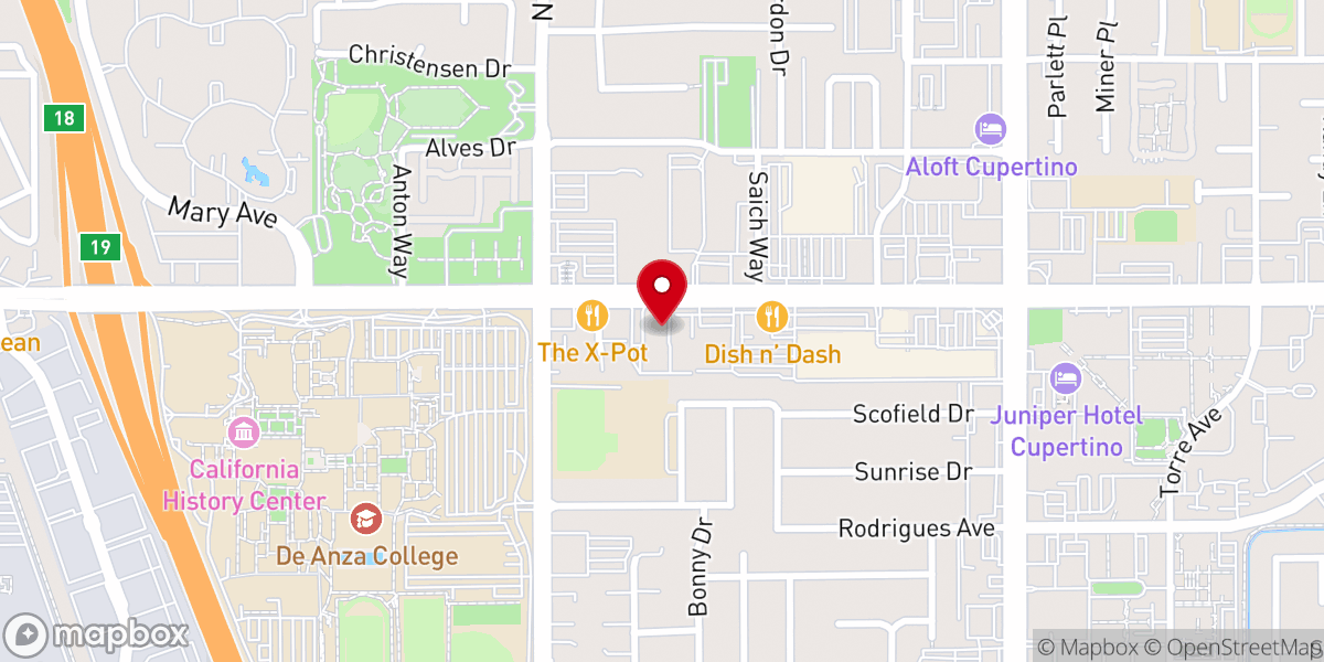 Map showing location of Union Church of Cupertino