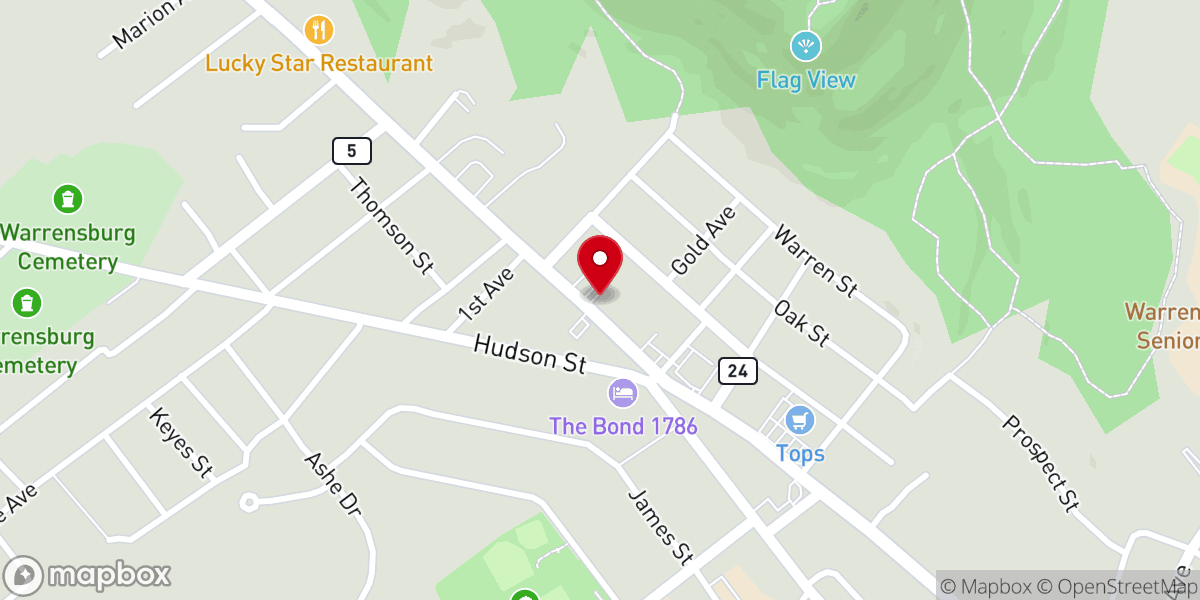 Map showing location of First United Methodist Church of Warrensburg