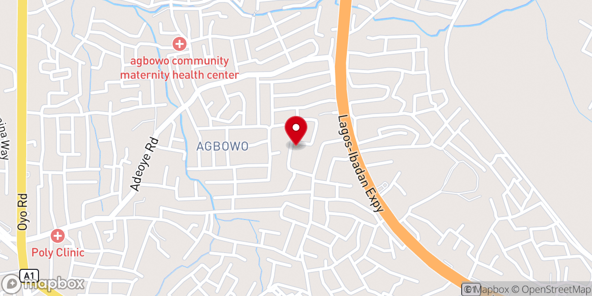 Map showing location of Living Faith Church, AGBOWO