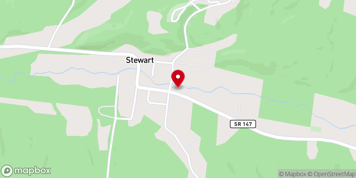 Map showing location of Stewart United Methodist Church