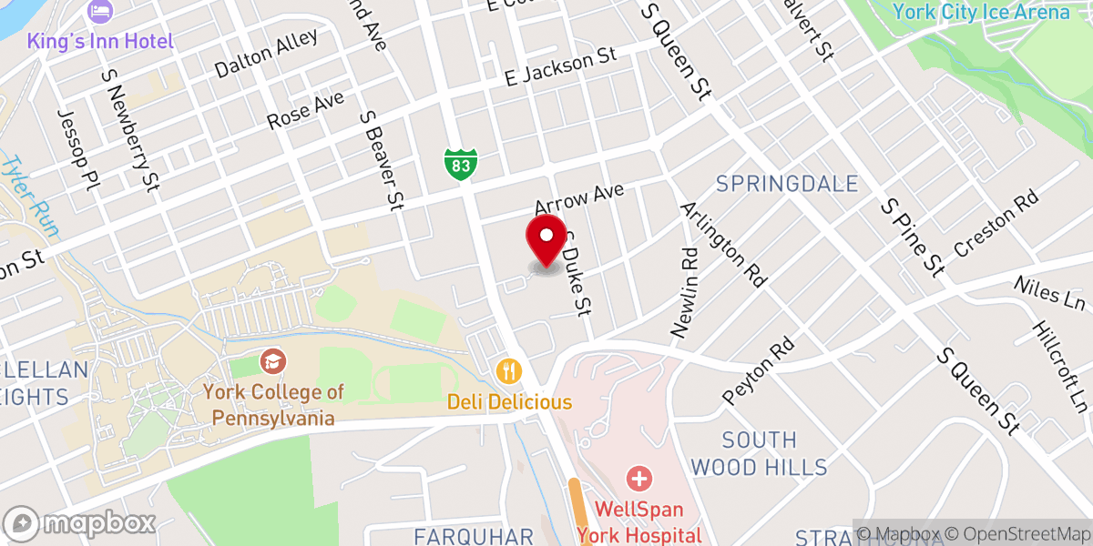 Map showing location of Unitarian Universalist Congregation of York