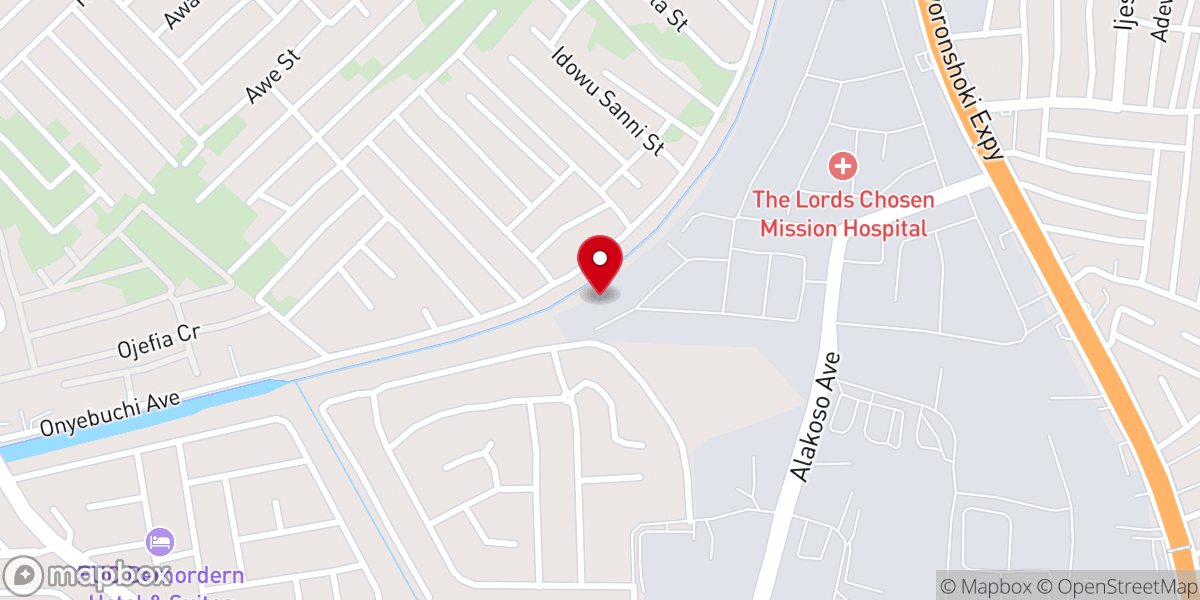 Map showing location of The Bride Assembly Lagos Church
