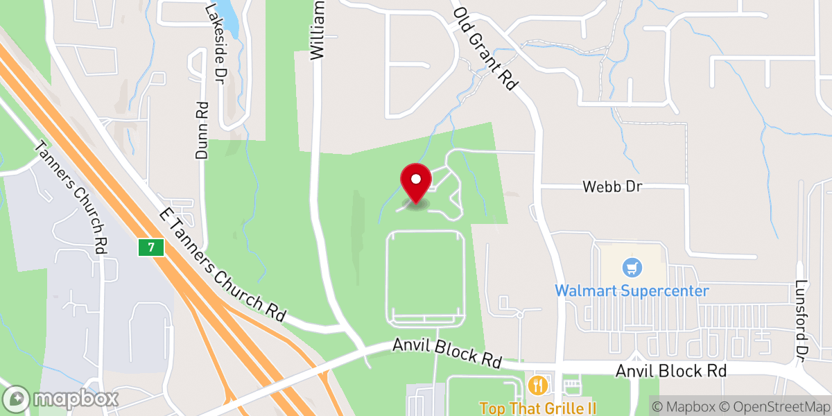 Map showing location of First Baptist Church of Jonesboro