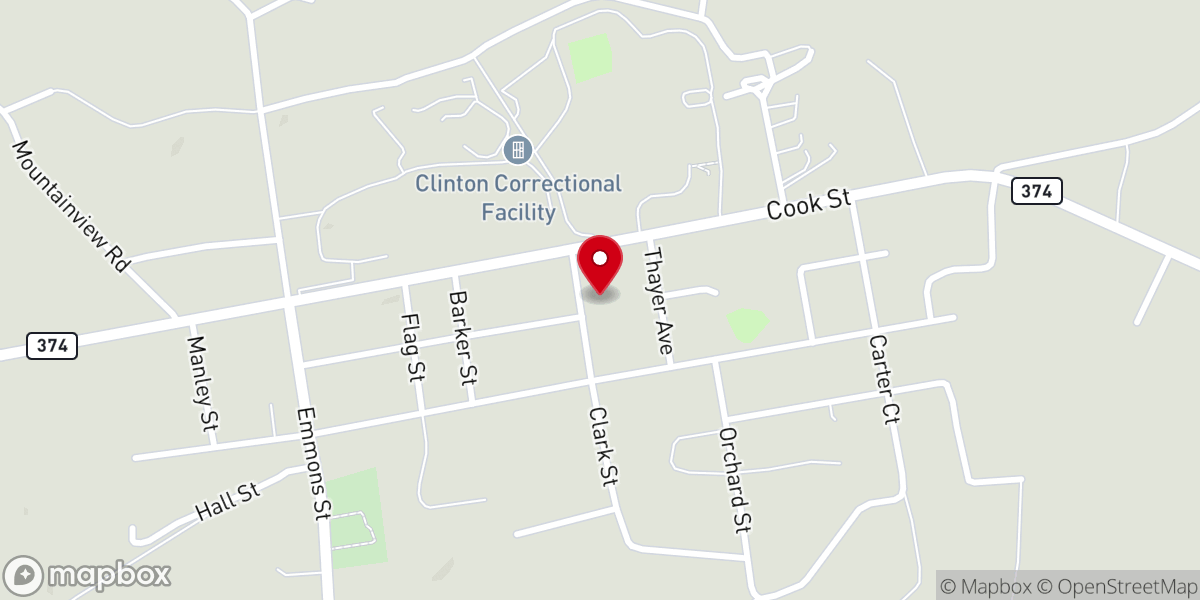 Map showing location of Dannemora Community United Methodist Church
